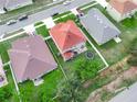 Bird's eye view of the backyard with trampoline and neighboring houses in a suburban neighborhood at 3526 Warbler Way, Kissimmee, FL 34746