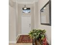 Bright and airy entryway featuring a decorative rug, a mirror, and a stylish console table at 3711 Plymouth Dr, Winter Haven, FL 33884