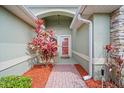 Close-up of the front entrance featuring a decorative plant and brick walkway at 3912 Baldwin Ln, Winter Haven, FL 33884