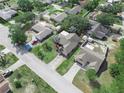 An aerial view of homes in the neighborhood featuring lush greenery and various architectural styles at 1506 Chamberlain Loop, Lake Wales, FL 33853