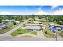 Expansive aerial view of the neighborhood showcasing the location near a lake at 498 W 7Th St, Frostproof, FL 33843