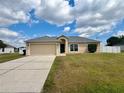 A single-Gathering home with a fresh driveway, well-manicured lawn, and neutral exterior paint at 351 Columbo St, Winter Haven, FL 33880