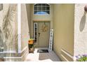Inviting front door with a decorative wreath and a 