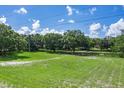 Expansive backyard with a well-maintained lawn, mature trees, and a wooden fence at 1273 Scrub Jay Trl, Frostproof, FL 33843