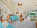 Spacious living room with high ceilings, comfortable seating, and an abundance of natural light at 4105 Limerick Dr, Lake Wales, FL 33859