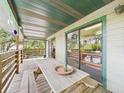 Covered outdoor patio with a wooden picnic table, perfect for enjoying the outdoors at 2418 W 1St St, Sanford, FL 32771