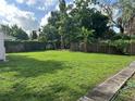 Expansive backyard with lush green grass and a sturdy wooden fence at 907 N Hyer Ave, Orlando, FL 32803