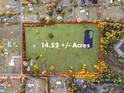 Aerial view of 14.52 acres of land with a pond at 4775 Hunting Lodge Dr, Saint Cloud, FL 34772