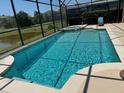 Inviting screened-in pool with jacuzzi, offering a relaxing outdoor space and view of the lake at 1387 Lexington Ave, Davenport, FL 33837