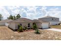 One-story house with a light tan exterior, landscaping, and a two-car garage at 340 Elderberry Ct, Kissimmee, FL 34759