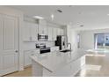 Modern kitchen with sleek stainless steel appliances, quartz countertops, and bright lighting at 207 Bull Frog Ln, Umatilla, FL 32784