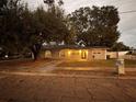 Gray house with black door, well-maintained lawn, and large tree at 1504 Hummingbird Ln, Lakeland, FL 33801