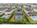 Aerial view showcasing a house with a pool and spa, surrounded by other homes at 370 Burma St, Kissimmee, FL 34747