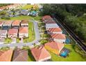 Aerial view of a community with houses, pools, and lush landscaping at 4439 Shiva Loop, Kissimmee, FL 34746