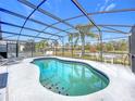 Inviting kidney-shaped pool with screened enclosure and lake view at 154 Robin Rd, Davenport, FL 33896