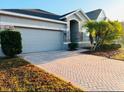 One-story house with gray siding, herringbone driveway, and palm trees at 2304 Cedar Garden Dr, Orlando, FL 32824