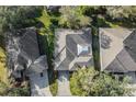 Overhead view of a single Gathering home with a screened-in pool area, surrounded by lush landscaping at 4086 Kingsley St, Clermont, FL 34711