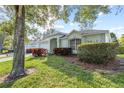 Beautifully landscaped front yard featuring lush greenery and mature trees providing ample shade and curb appeal at 4086 Kingsley St, Clermont, FL 34711