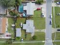 This bird's-eye view shows a home with a pool, a detached garage, and ample backyard space at 8101 Dominguin St, Orlando, FL 32817