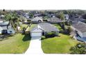 An aerial shot features a well-maintained home with a spacious, fenced backyard in a tranquil neighborhood at 222 Bent Oak Loop, Davenport, FL 33837