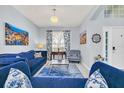 Comfortable living room with blue furniture and decor, and a light and airy feel at 8462 Secret Key Cv, Kissimmee, FL 34747