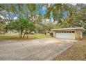 Attached garage with stone accents and driveway, offering ample parking and curb appeal at 1590 Twelve Oaks Cir, Kissimmee, FL 34744