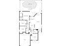 Detailed floorplan showcasing the layout of the home, including the pool, bedrooms, and living spaces at 132 Santana Pl, Davenport, FL 33897