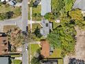 An overhead view of the property, illustrating its location in a residential neighborhood with mature trees at 1921 Taylor Ave, Winter Park, FL 32792