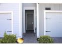 Home entryway with a gray front door and a well-lit walkway at 2909 Theme St, Kissimmee, FL 34746