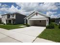 Single story home with an open two car garage and manicured lawn at 30376 Armenia Rd, Leesburg, FL 34748