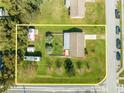 Expansive aerial view showcasing the property's boundaries, landscaping, and surrounding neighborhood at 1518 Mississippi Ave, St Cloud, FL 34769