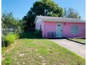 Quaint single-Gathering home with a grassy front yard, driveway, and mature trees nearby at 205 Elinor S Ave, Dundee, FL 33838