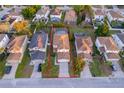 Aerial view of a suburban home with a screened-in pool, neatly landscaped yard, and ample driveway space at 133 Rona Ln, Davenport, FL 33897