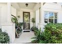 Inviting front porch with decorative plants and elegant front door with glass accents at 2920 Windmill Dr, Kissimmee, FL 34741