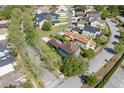 Overhead shot of a neighborhood highlighting this home's location on a tree-lined street at 6919 Cupseed Ln, Harmony, FL 34773