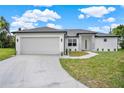 Charming single-story home boasting a manicured lawn, two-car garage, and stylish stone front accents at 780 Kangaroo Ct, Deltona, FL 32738