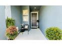 Inviting entryway with stylish decor, potted plants, and a welcoming front door at 2789 Pleasant Cypress Cir, Kissimmee, FL 34741