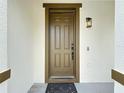 Close-up of an inviting front door with sidelight and modern lighting at 178 Forest View Dr, Davenport, FL 33896