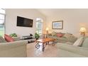 Comfortable living room with neutral tones, large windows, and stylish decor, creating an inviting space for relaxation at 423 Corvina Dr, Davenport, FL 33897