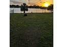 Spacious backyard with views of the lake, palm trees and beautiful sunset at 4343 Lake Richmond Dr, Orlando, FL 32811