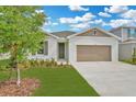 Single-Gathering home with lush landscaping, manicured lawn, and a neutral color scheme, featuring a two-car garage at 1747 Carnelian St, Deland, FL 32720
