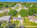 Scenic aerial view of the house nestled in a lush neighborhood, with a glimpse of a lake in the distance at 514 S Cottage Hill Rd, Orlando, FL 32805