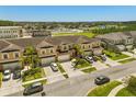 Aerial view of townhomes boasting manicured landscaping, ample parking, and well-maintained exteriors in a beautiful community at 3610 Rodrick Cir, Orlando, FL 32824