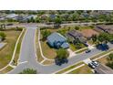 Expansive aerial view of a home in a quiet suburban neighborhood featuring manicured lawns and mature trees at 2764 Patrician Cir, Kissimmee, FL 34746