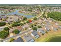 Beautiful aerial view of a residential neighborhood with houses surrounding a tranquil lake at 5365 Dahlia Reserve Dr, Kissimmee, FL 34758