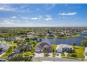 Scenic aerial view of a lakeside community showcasing well-maintained homes and lush surroundings at 3181 Bayview Ln, St Cloud, FL 34772