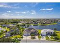 Scenic aerial view of a lakeside community showcasing well-maintained homes and lush surroundings at 3181 Bayview Ln, St Cloud, FL 34772
