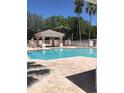 Inviting in-ground pool surrounded by chairs and a gazebo, accented with lovely palm trees at 13500 Turtle Marsh Loop # 825, Orlando, FL 32837