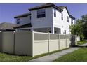 A fenced-in backyard featuring a covered patio with ceiling fans for outdoor enjoyment at 15079 Guava Bay Dr, Winter Garden, FL 34787