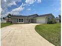 Charming single-story home boasts a two-car garage, concrete driveway, stone accents, and a well-manicured lawn at 804 Wildwood Cir, Port Orange, FL 32127